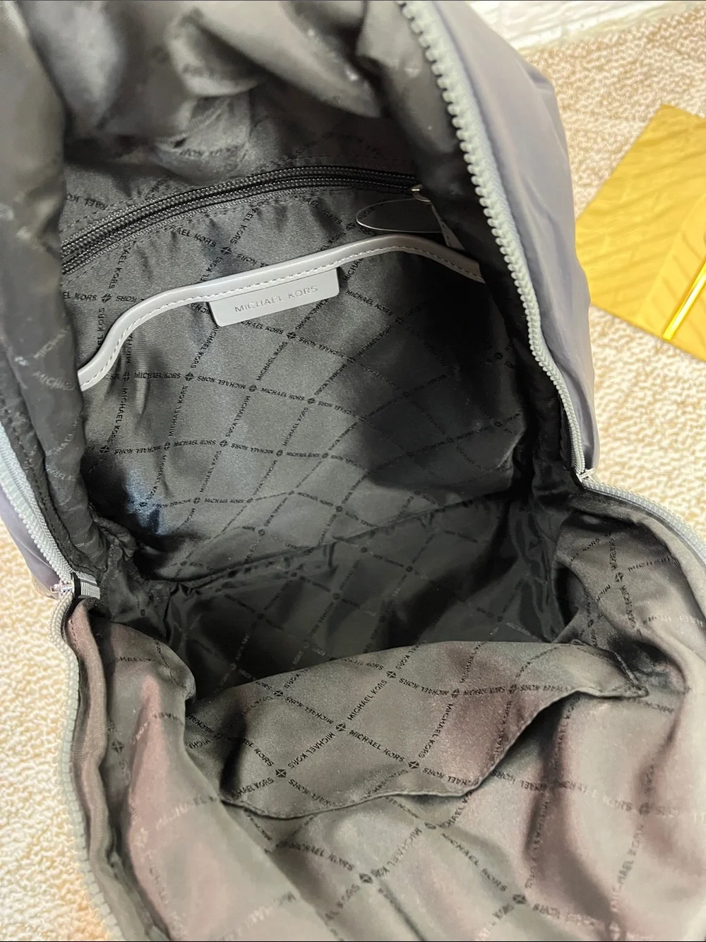 MICHAEL KORS RAE MEDIUM QUILTED NYLON BACKPACK MK LOGO DARK GRAY